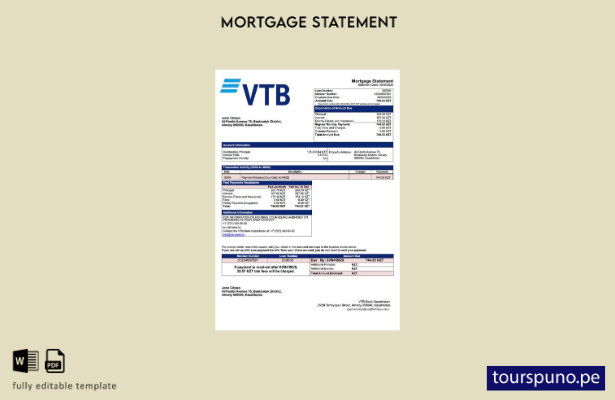 listo para imprimir Kazajstán VTB Bank Estado de cuenta hipotecario de Kazajstán